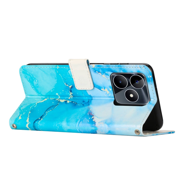 For Realme C53/Narzo N53 Painted Marble Pattern Leather Phone Case(Blue Green) - Realme Cases by PMC TechLife | Online Shopping South Africa | PMC TechLife | Buy Now Pay Later Mobicred