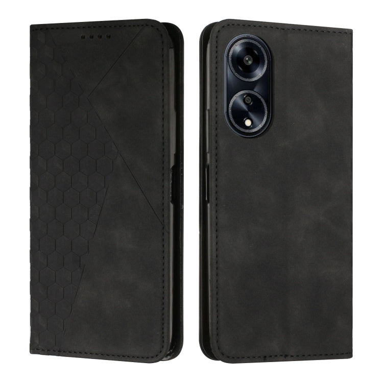 For OPPO A1 5G/A98/F23 5G Diamond Splicing Skin Feel Magnetic Leather Phone Case(Black) - OPPO Cases by PMC TechLife | Online Shopping South Africa | PMC TechLife