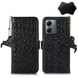 For Motorola Moto G14 4G Ostrich Pattern Genuine Leather RFID Phone Case(Black) - Motorola Cases by PMC TechLife | Online Shopping South Africa | PMC TechLife | Buy Now Pay Later Mobicred