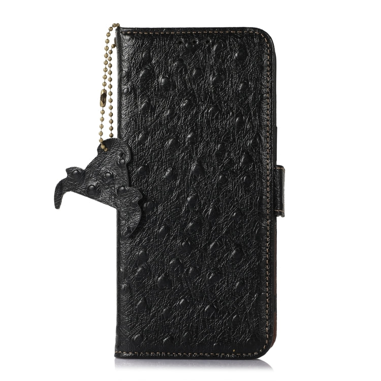 For Motorola Edge 50 Neo Ostrich Pattern Genuine Leather RFID Phone Case(Black) - Motorola Cases by PMC TechLife | Online Shopping South Africa | PMC TechLife | Buy Now Pay Later Mobicred