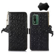 For Nokia XR21 Ostrich Pattern Genuine Leather RFID Phone Case(Black) - Nokia Cases by PMC TechLife | Online Shopping South Africa | PMC TechLife | Buy Now Pay Later Mobicred