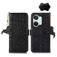 For OnePlus Nord 3 / Ace 2V Ostrich Pattern Genuine Leather RFID Phone Case(Black) - OnePlus Cases by PMC TechLife | Online Shopping South Africa | PMC TechLife | Buy Now Pay Later Mobicred