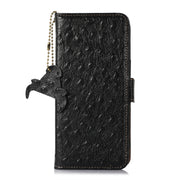 For OnePlus Nord 3 / Ace 2V Ostrich Pattern Genuine Leather RFID Phone Case(Black)