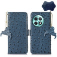 For OnePlus Ace 2 Pro Ostrich Pattern Genuine Leather RFID Phone Case(Blue) - OnePlus Cases by PMC TechLife | Online Shopping South Africa | PMC TechLife | Buy Now Pay Later Mobicred