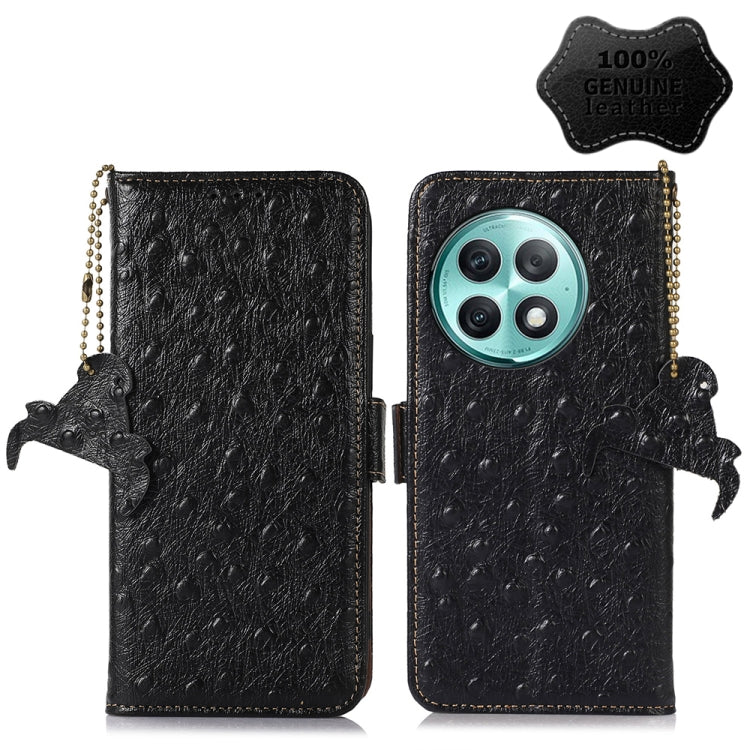 For OnePlus Ace 2 Pro Ostrich Pattern Genuine Leather RFID Phone Case(Black) - OnePlus Cases by PMC TechLife | Online Shopping South Africa | PMC TechLife | Buy Now Pay Later Mobicred