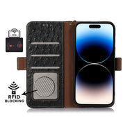 For OnePlus Ace 2 Pro Ostrich Pattern Genuine Leather RFID Phone Case(Black)