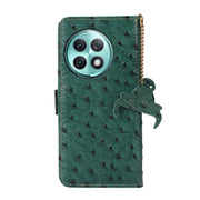 For OnePlus Ace 2 Pro Ostrich Pattern Genuine Leather RFID Phone Case(Green)