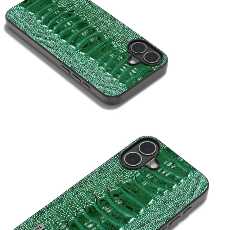 For iPhone 16 Plus ABEEL Genuine Leather Weilai Series Phone Case(Green) - iPhone 16 Plus Cases by PMC TechLife | Online Shopping South Africa | PMC TechLife | Buy Now Pay Later Mobicred