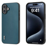 For iPhone 16 ABEEL Genuine Leather Xiaoya Series Phone Case(Dark Green)
