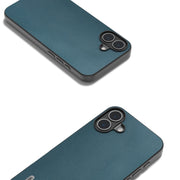 For iPhone 16 ABEEL Genuine Leather Xiaoya Series Phone Case(Dark Green)