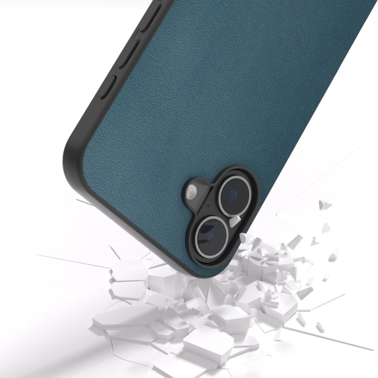 For iPhone 16 ABEEL Genuine Leather Xiaoya Series Phone Case(Dark Green)