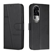 For OPPO Reno10 5G Global/Reno10 Pro 5G Global Stitching Calf Texture Buckle Leather Phone Case(Black)