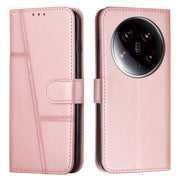 For Xiaomi 14 Ultra Stitching Calf Texture Buckle Leather Phone Case(Rose Gold)