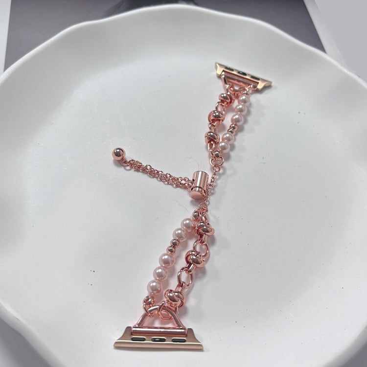 For Apple Watch 4 44mm Pearl Bracelet Metal Watch Band(Rose Gold) - free shipping - PMC TechLife - Order now!