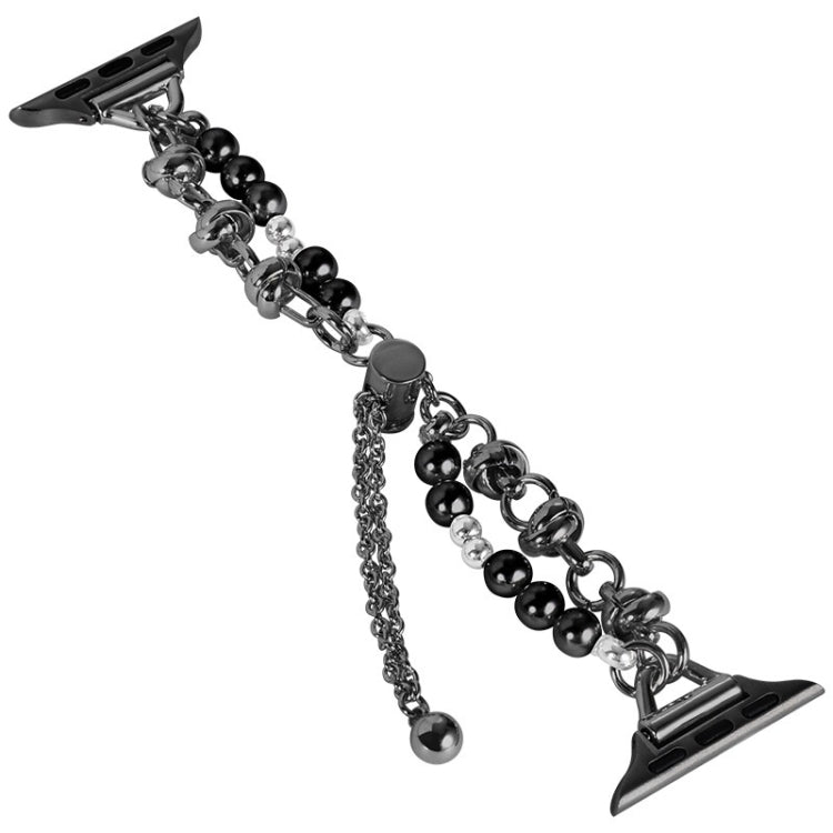 For Apple Watch SE 2023 40mm Pearl Bracelet Metal Watch Band(Black) - Watch Bands by PMC TechLife | Online Shopping South Africa | PMC TechLife