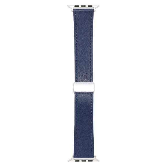 For Apple Watch Ultra 49mm Magnetic Buckle Skin Feel Leather Watch Band(Dark Blue)