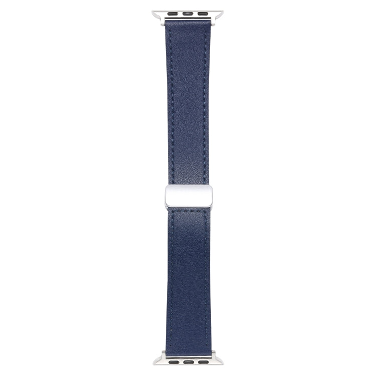 For Apple Watch Ultra 49mm Magnetic Buckle Skin Feel Leather Watch Band(Dark Blue)