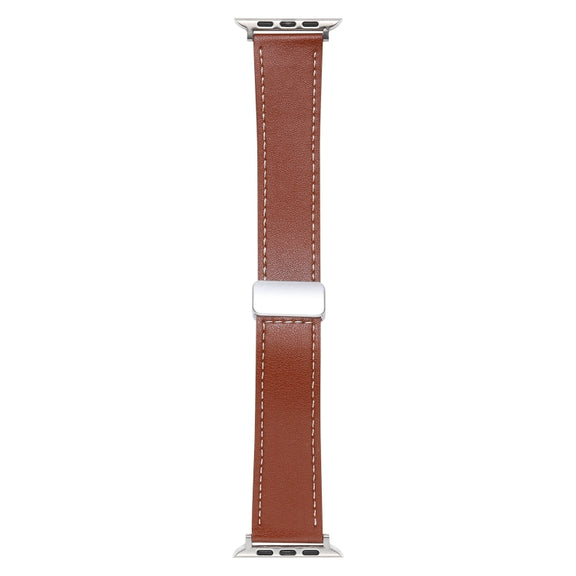 For Apple Watch Ultra 49mm Magnetic Buckle Skin Feel Leather Watch Band(Brown)