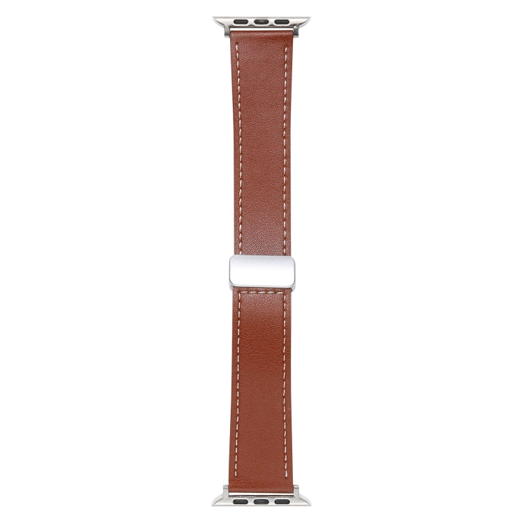 For Apple Watch Ultra 49mm Magnetic Buckle Skin Feel Leather Watch Band(Brown)