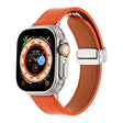For Apple Watch Ultra 49mm Magnetic Buckle Skin Feel Leather Watch Band(Orange) - Watch Bands by PMC TechLife | Online Shopping South Africa | PMC TechLife | Buy Now Pay Later Mobicred