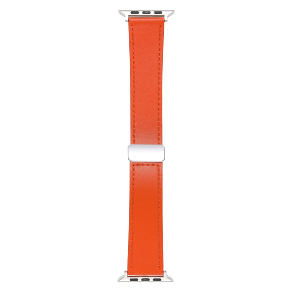 For Apple Watch Ultra 49mm Magnetic Buckle Skin Feel Leather Watch Band(Orange)