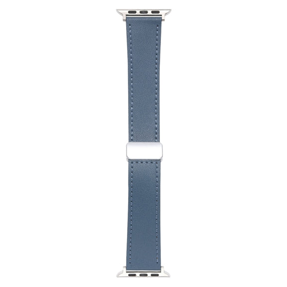 For Apple Watch Ultra 49mm Magnetic Buckle Skin Feel Leather Watch Band(Light Blue)