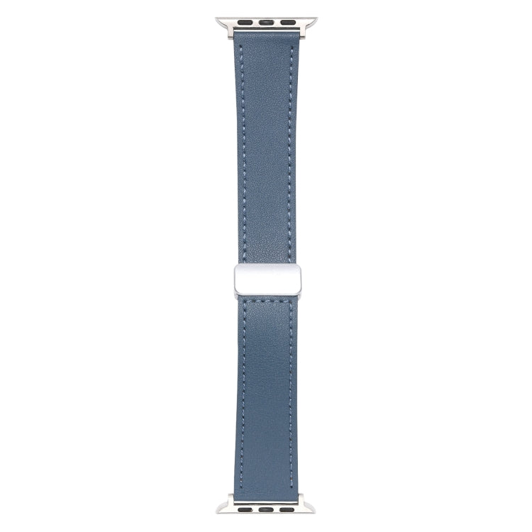 For Apple Watch Ultra 49mm Magnetic Buckle Skin Feel Leather Watch Band(Light Blue)
