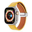 For Apple Watch Ultra 49mm Magnetic Buckle Skin Feel Leather Watch Band(Yellow) - Watch Bands by PMC TechLife | Online Shopping South Africa | PMC TechLife | Buy Now Pay Later Mobicred
