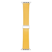 For Apple Watch Ultra 49mm Magnetic Buckle Skin Feel Leather Watch Band(Yellow)