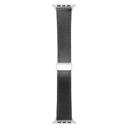For Apple Watch SE 2023 44mm Magnetic Buckle Skin Feel Leather Watch Band(Black)