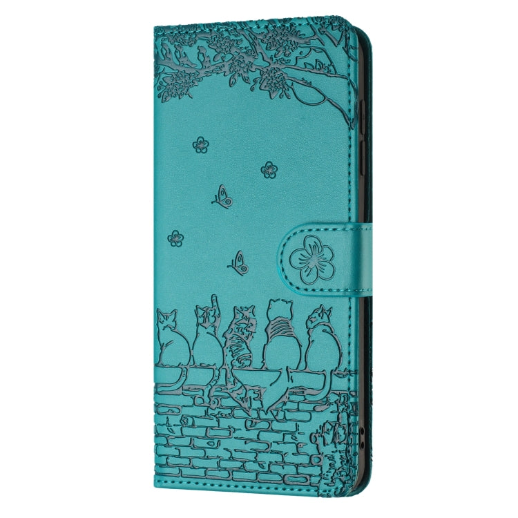 For iPhone 16e Cat Embossing Pattern Leather Phone Case with Lanyard(Blue) - iPhone 16e Cases by PMC TechLife | Online Shopping South Africa | PMC TechLife | Buy Now Pay Later Mobicred
