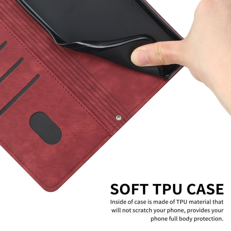For Xiaomi Redmi K70 / K70 Pro Skin Feel Stripe Pattern Leather Phone Case with Long Lanyard(Red)