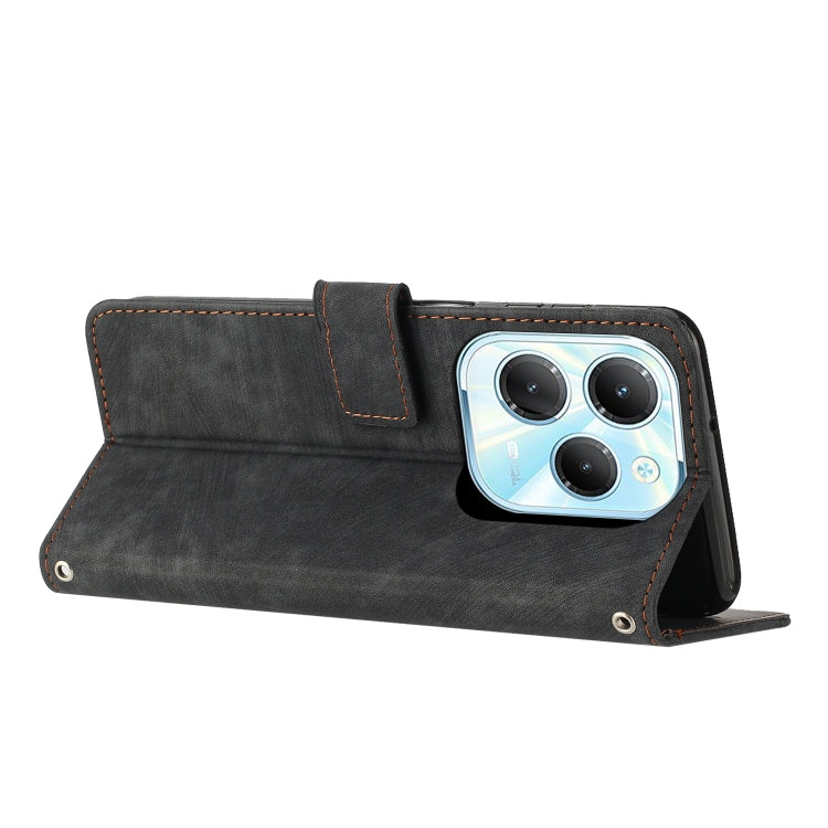 For Infinix Hot 40 / 40 Pro Skin Feel Stripe Pattern Leather Phone Case with Lanyard(Black) - Infinix Cases by PMC TechLife | Online Shopping South Africa | PMC TechLife | Buy Now Pay Later Mobicred