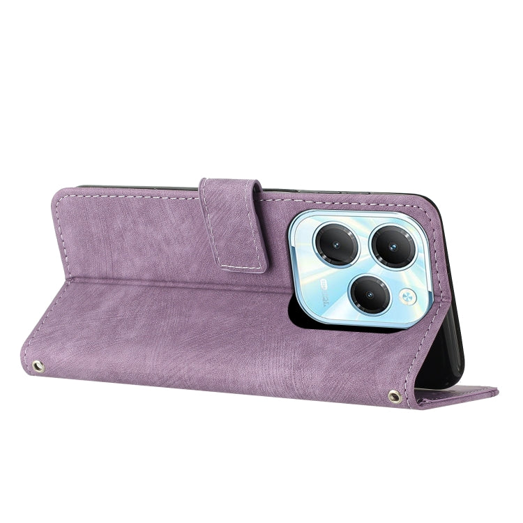 For Infinix Hot 40 / 40 Pro Skin Feel Stripe Pattern Leather Phone Case with Lanyard(Purple) - Infinix Cases by PMC TechLife | Online Shopping South Africa | PMC TechLife | Buy Now Pay Later Mobicred