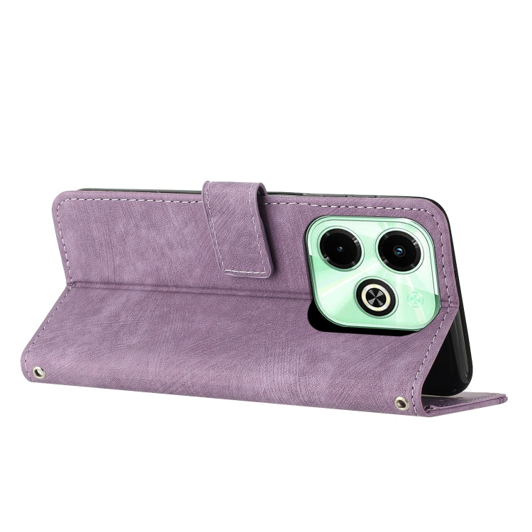 For Infinix Hot 40i Skin Feel Stripe Pattern Leather Phone Case with Lanyard(Purple) - Infinix Cases by PMC TechLife | Online Shopping South Africa | PMC TechLife | Buy Now Pay Later Mobicred