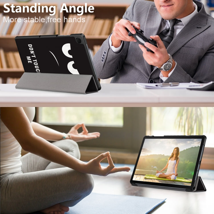 For Samsung Galaxy Tab A9 Plus Custer Painted 3-Fold Holder Smart Leather Tablet Case(Big Eye Me) - Galaxy Tab A9+ by PMC TechLife | Online Shopping South Africa | PMC TechLife