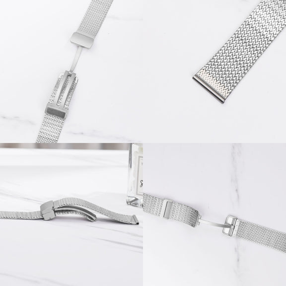 For Apple Watch Series 9 41mm Magnetic Buckle Herringbone Mesh Metal Watch Band(Silver)