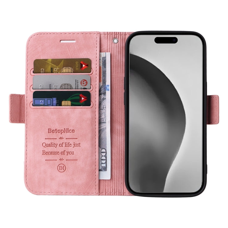 For iPhone 16 Pro Max BETOPNICE Dual-side Buckle Leather Phone Case(Pink) - iPhone 16 Pro Max Cases by BETOPNICE | Online Shopping South Africa | PMC TechLife | Buy Now Pay Later Mobicred