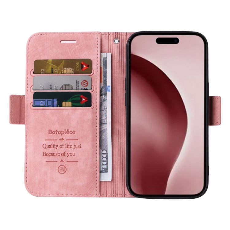 For iPhone 16 Pro BETOPNICE Dual-side Buckle Leather Phone Case(Pink) - iPhone 16 Pro Cases by BETOPNICE | Online Shopping South Africa | PMC TechLife | Buy Now Pay Later Mobicred