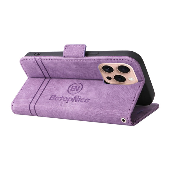 For iPhone 16 Pro BETOPNICE Dual-side Buckle Leather Phone Case(Purple)