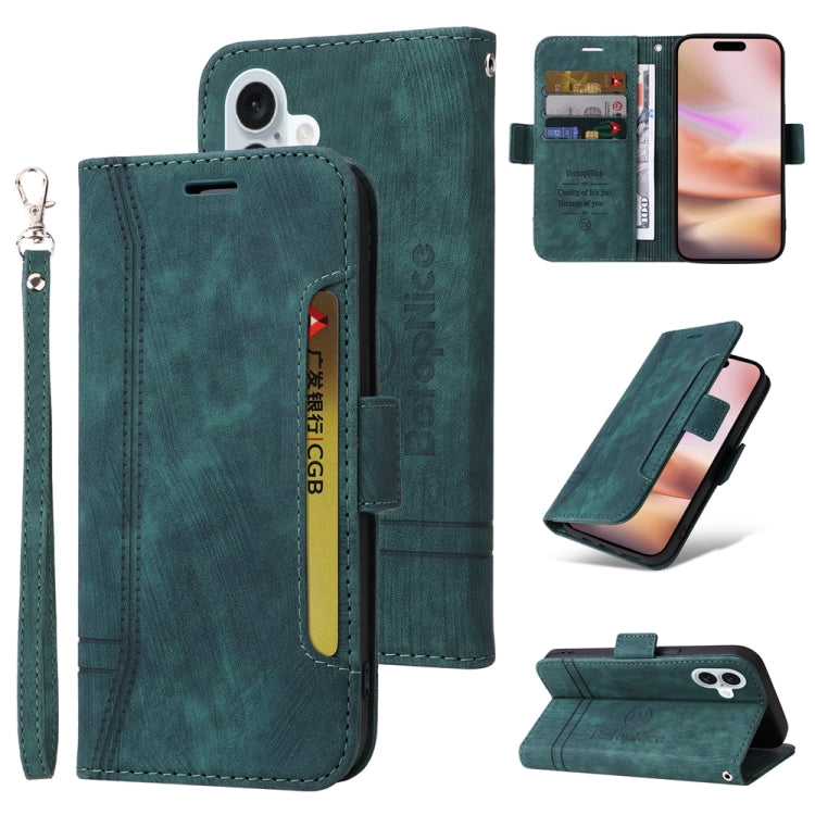 For iPhone 16 Plus BETOPNICE Dual-side Buckle Leather Phone Case(Green) - free shipping - PMC Jewellery - Order now!