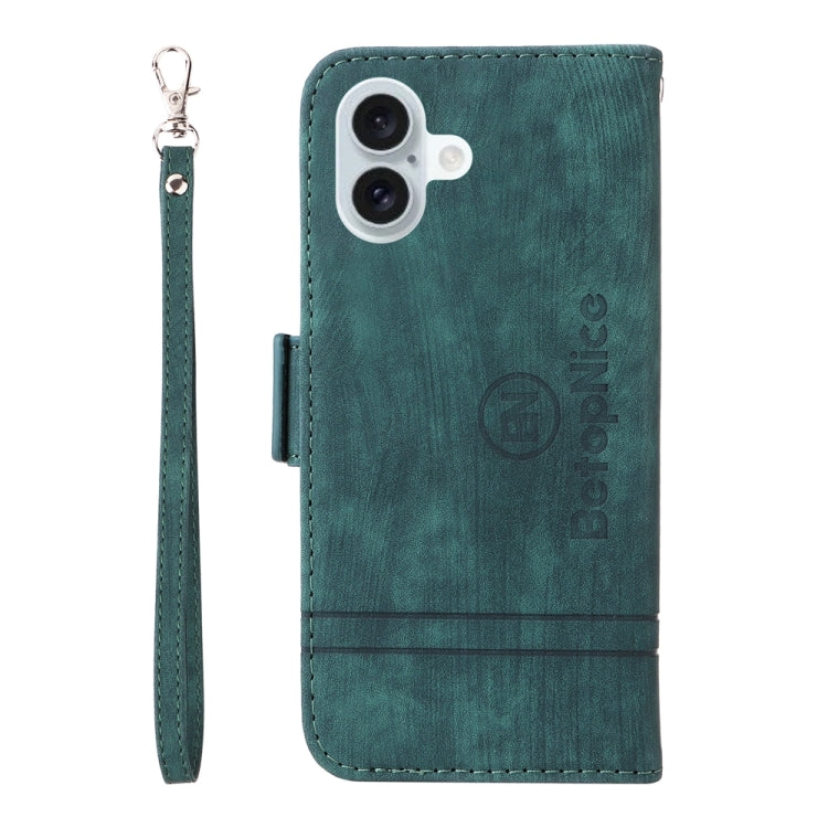For iPhone 16 Plus BETOPNICE Dual-side Buckle Leather Phone Case(Green) - free shipping - PMC Jewellery - Order now!