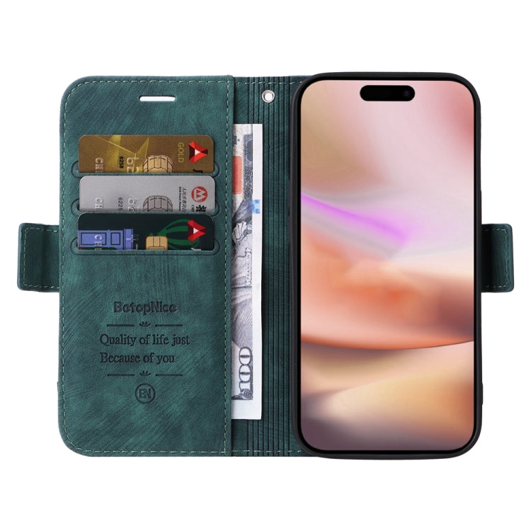For iPhone 16 Plus BETOPNICE Dual-side Buckle Leather Phone Case(Green) - free shipping - PMC Jewellery - Order now!