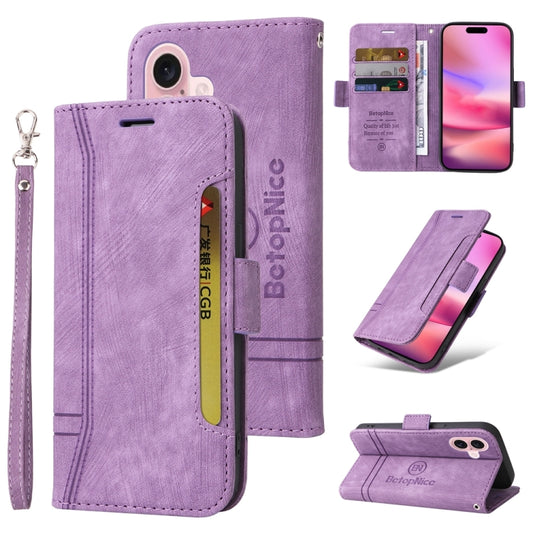 For iPhone 16 BETOPNICE Dual-side Buckle Leather Phone Case(Purple) - free shipping - PMC Jewellery - Order now!