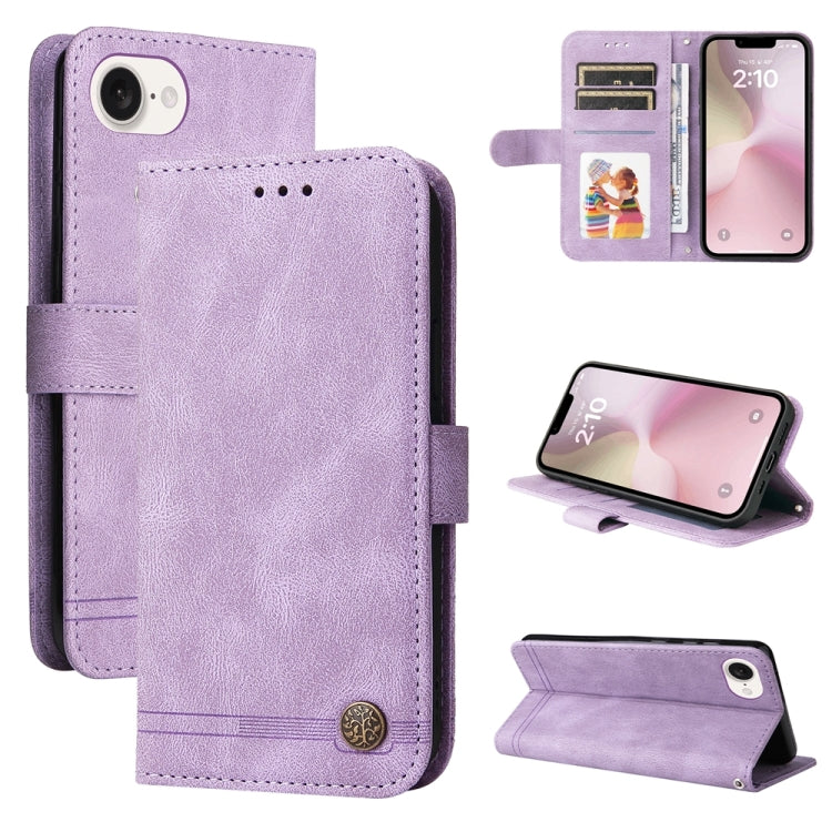 For iPhone 16e Skin Feel Life Tree Leather Phone Case(Purple) - iPhone 16e Cases by PMC TechLife | Online Shopping South Africa | PMC TechLife | Buy Now Pay Later Mobicred