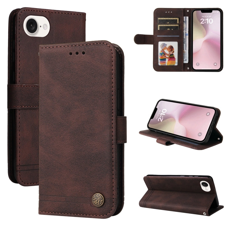 For iPhone 16e Skin Feel Life Tree Leather Phone Case(Brown) - iPhone 16e Cases by PMC TechLife | Online Shopping South Africa | PMC TechLife | Buy Now Pay Later Mobicred