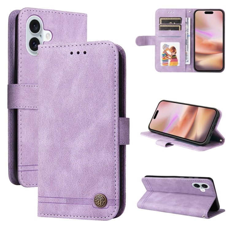 For iPhone 16 Plus Skin Feel Life Tree Leather Phone Case(Purple) - iPhone 16 Plus Cases by PMC TechLife | Online Shopping South Africa | PMC TechLife | Buy Now Pay Later Mobicred