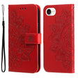 For iPhone 16e Seven-petal Flowers Embossing Leather Phone Case(Red) - iPhone 16e Cases by PMC TechLife | Online Shopping South Africa | PMC TechLife | Buy Now Pay Later Mobicred