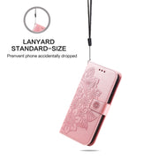 For iPhone 16 Pro Max 7-petal Flowers Embossing Leather Phone Case(Rose Gold)