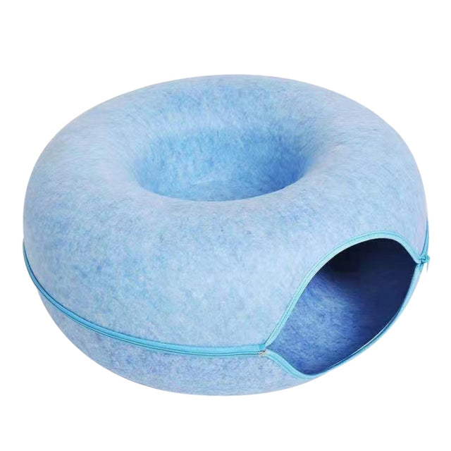 Round Wool Felt Cat Litter Tunnel Cat Litter, Size:60x60x27cm(Blue)